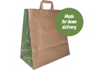 Takeaway Bag Flat Handles 340x315+175mm Kraft & Green