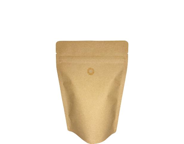 250g Stand-up Coffee Pouch | Brown Kraft | PrimeVent | Rip Top & Resealable Zipper | Doyen Seal