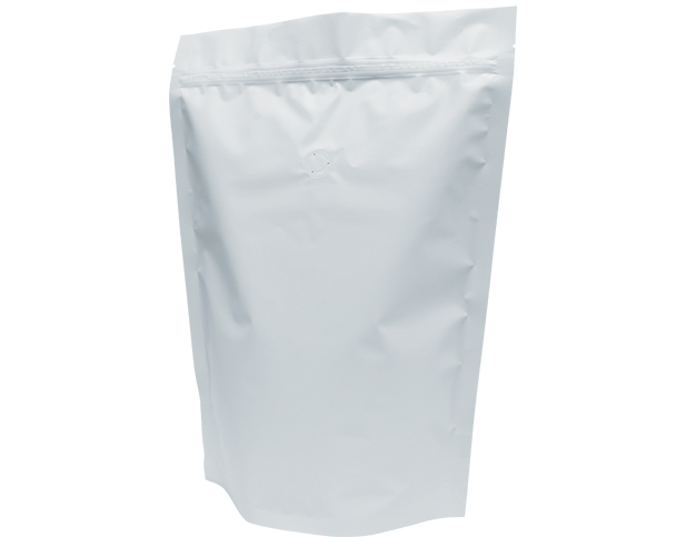 1kg Stand-up Coffee Pouch | White Kraft | PrimeVent | Rip Top & Resealable Zipper | Doyen Seal