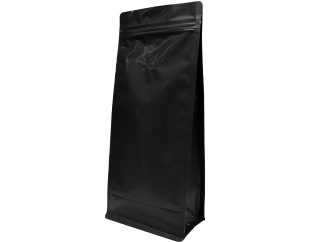 1kg Box Bottom Coffee Bag | Black Kraft | PrimeVent | Resealable Zipper