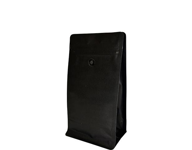 500g Box Bottom Coffee Bag | Black Kraft | PrimeVent | Resealable Zipper