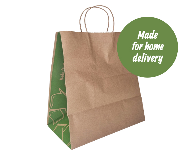 Large Home Meal Delivery Bags with Twisted Handles Brown 330x300+180mm