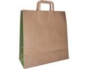 Takeaway Bag Flat Handles 340x320+140mm Kraft & Green