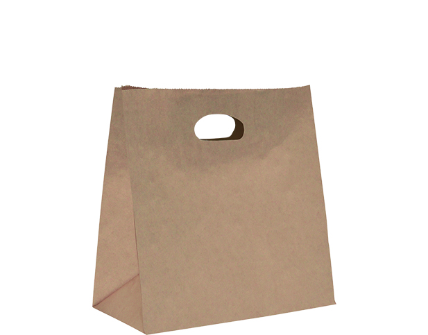 Medium Paper Carry Bags with Reinforced Die-Cut Handles Brown 280x280+150mm