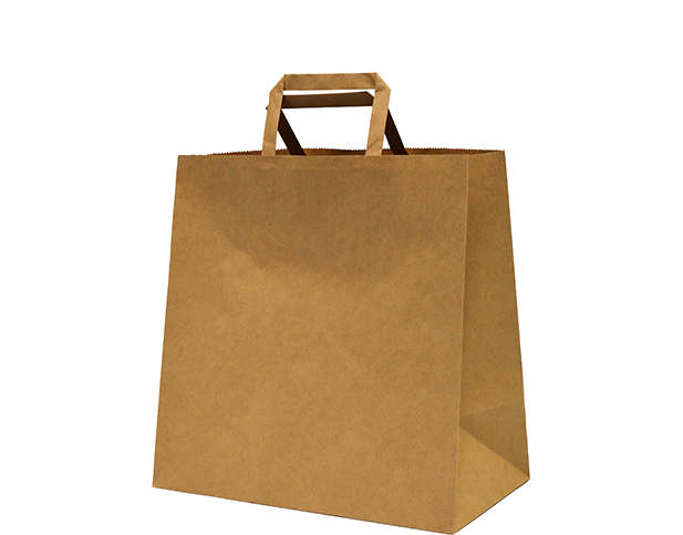 Medium Takeaway Bag with Flat Handles | Brown