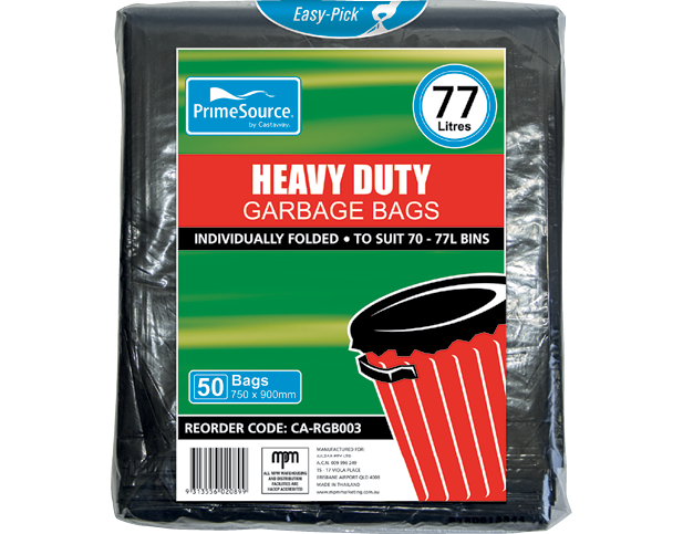 70-77 L Heavy Duty Garbage Bags | Black