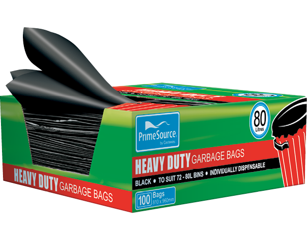 Easy-Pick® Heavy Duty Plastic Garbage Bags Small Dispenser Box 72-80L Black