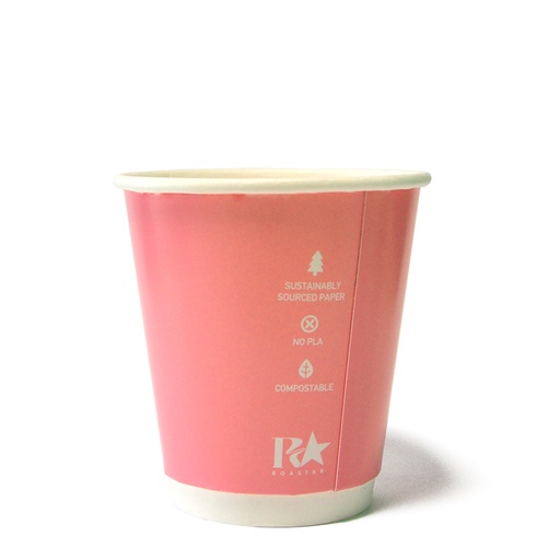 [RS-DW8SLD-PS1] 8oz (80mm Ø) Double Wall Coffee Cup | Pastel Pink