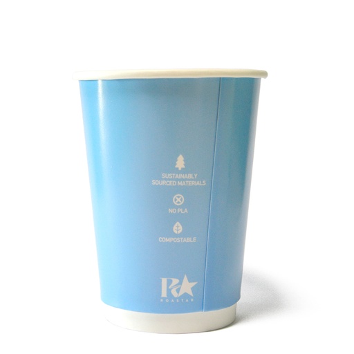 [RS-DW12SLD-PS1] 12oz (90mm Ø) Double Wall Coffee Cup | Pastel Blue