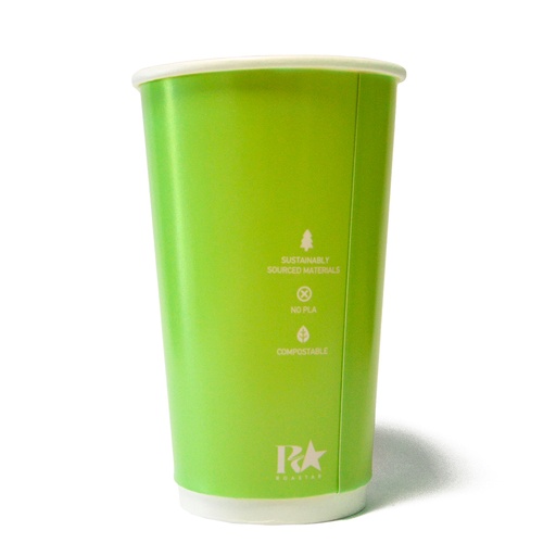 [RS-DW16SLD-PS1] 16oz (90mm) Double Wall Coffee Cup | Pastel Green