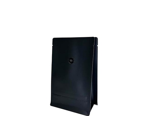 [RS-CBBO-250-P1-BV-BLK] 250g Box Bottom Coffee Bag | Matte Black | PrimeVent | Open Top