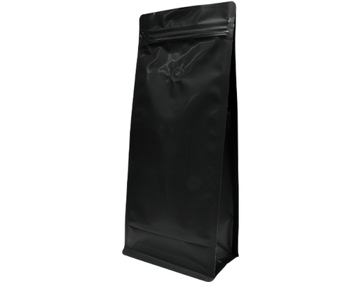 [RS-CBBZ-1KG-P5-BV-BLK] 1kg Box Bottom Coffee Bag | Black Kraft | PrimeVent | Resealable Zipper
