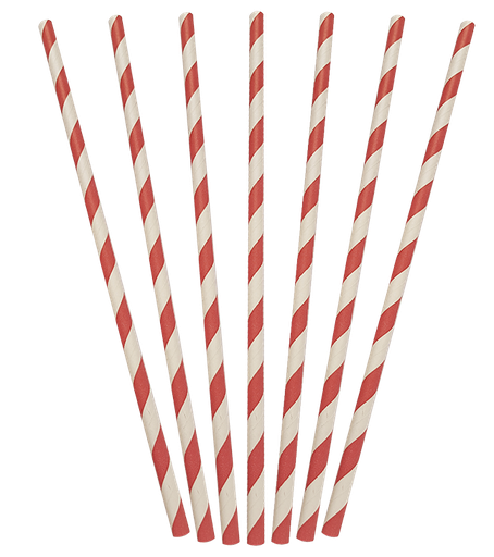 [CA-PSREG-REDSTR] Regular Paper Straw | Red & White Striped